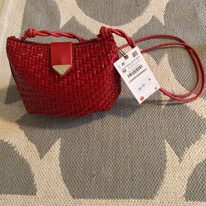 Zara woven red bag with tag